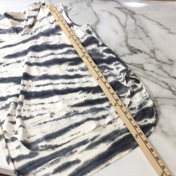 Halcyon Black White Tie Dye Cowl Neck Tank Top Womens Small Kangaroo Pocket - Picture 12 of 12
